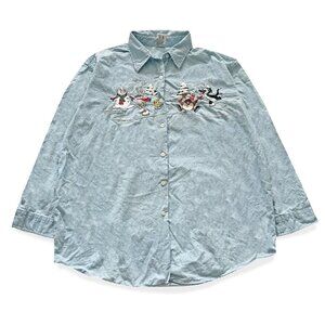 Vintage Looney Tunes, Christmas Denim Button Up Shirt